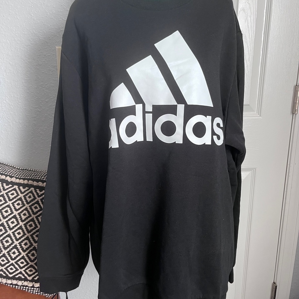 Adidas Black Crewneck with White Logo 2 XL sweatshirt